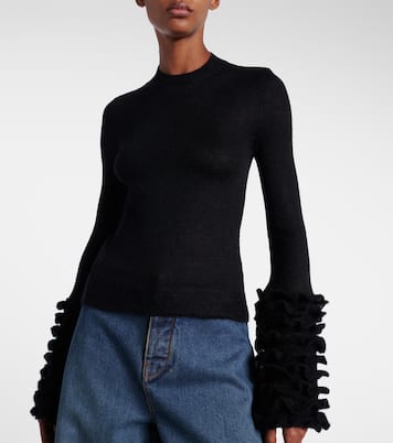 Ruffled sheer mohair-blend top | Alaïa