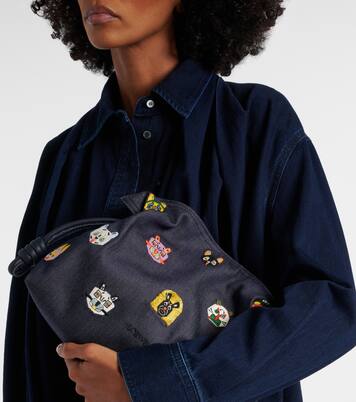 x Louis Wain Flamenco Cats Medium canvas clutch | Loewe