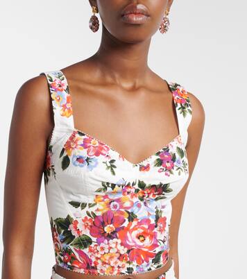 Floral cotton-blend bustier top | Dolce&Gabbana