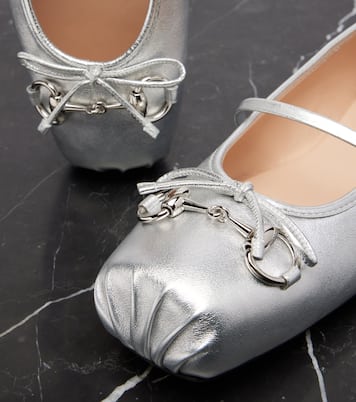 Gucci Horsebit metallic leather ballet flats | Gucci