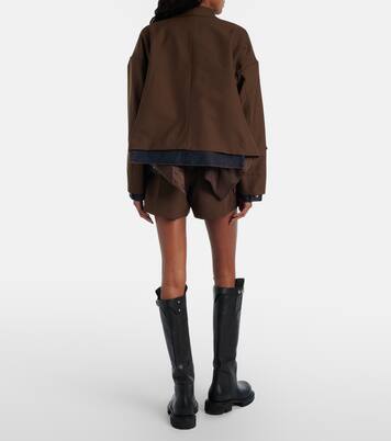 Belted satin-trimmed shorts | Sacai