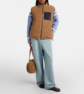 Wool-blend teddy down vest | Miu Miu