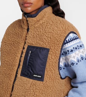 Wool-blend teddy down vest | Miu Miu