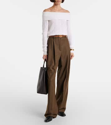 Cable-knit off-shoulder cashmere sweater | Ralph Lauren Collection