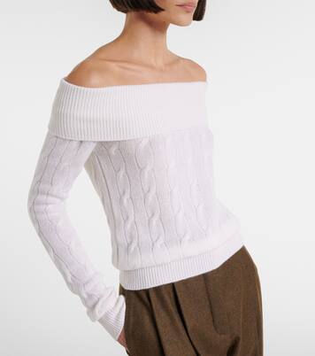 Cable-knit off-shoulder cashmere sweater | Ralph Lauren Collection
