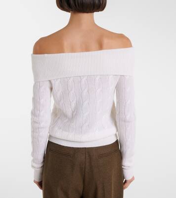 Cable-knit off-shoulder cashmere sweater | Ralph Lauren Collection