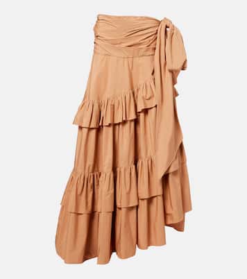 Asymmetric ruffled cotton maxi skirt | Chloé