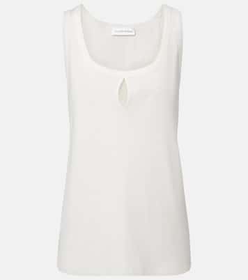 Split cotton and linen tank top | Victoria Beckham
