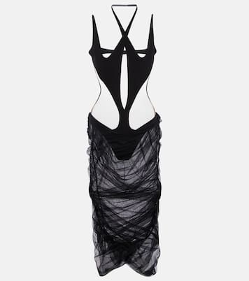 Cutout stretch-jersey midi dress | Mugler