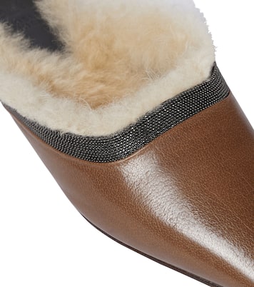Slippers in pelle e shearling | Brunello Cucinelli