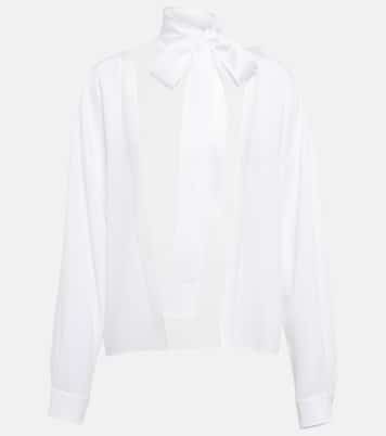 Blusa in sablé con lavallière | Miu Miu