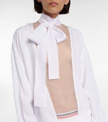Blusa in sablé con lavallière | Miu Miu