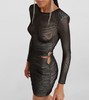 Sheer mesh ruched minidress | Self-Portrait