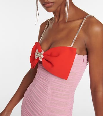 Bow-embellished ruched minidress | Self-Portrait