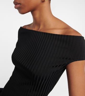 Ribbed-knit off-the-shoulder minidress | Ami Paris