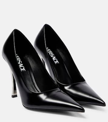 Pin Point leather pumps in black Versace Mytheresa
