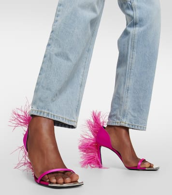 X Sergio Rossi Amazon feather-trimmed sandals | Area