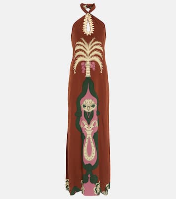 Embroidered crêpe de chine maxi dress | Johanna Ortiz