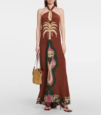 Embroidered crêpe de chine maxi dress | Johanna Ortiz