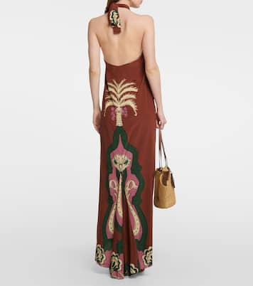 Embroidered crêpe de chine maxi dress | Johanna Ortiz