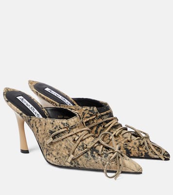 Trompe-l'œil lace-up leather mules | Acne Studios