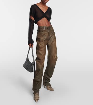 Trompe-l'œil lace-up leather mules | Acne Studios
