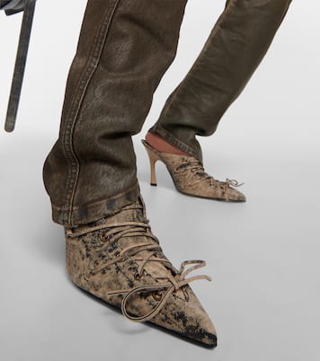 Trompe-l'œil lace-up leather mules | Acne Studios