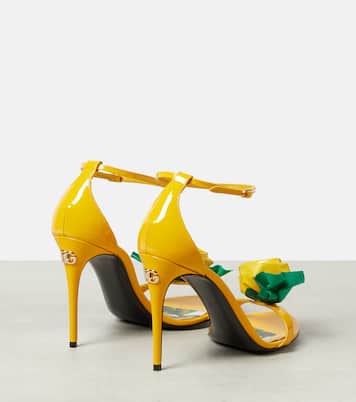 Sandales en cuir verni à fleurs | Dolce&Gabbana