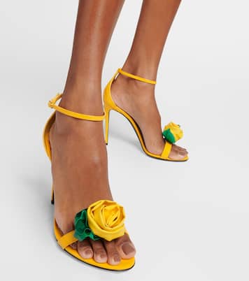 Sandales en cuir verni à fleurs | Dolce&Gabbana