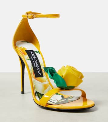 Sandales en cuir verni à fleurs | Dolce&Gabbana