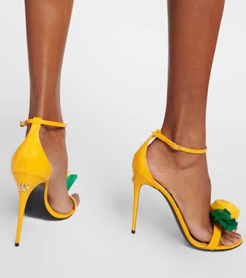 Sandales en cuir verni à fleurs | Dolce&Gabbana