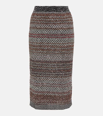 Striped sequined knitted pencil skirt | Missoni