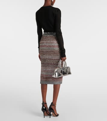Striped sequined knitted pencil skirt | Missoni