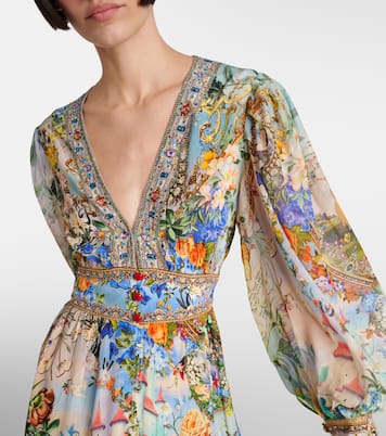 Robe longue en soie imprimée | Camilla