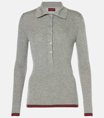 Polopullover Web Stripe aus einem Kaschmirgemisch | Gucci