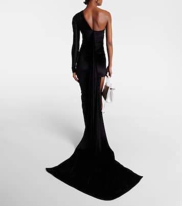 One-Shoulder-Robe aus Samt | Balenciaga