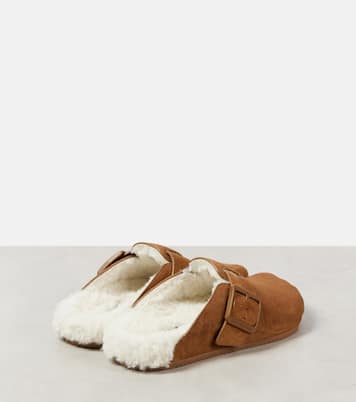 Mules Sunday in suede e shearling | Balenciaga