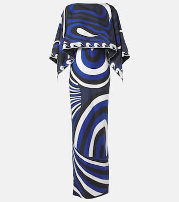 Abito lungo e mantella Iride in twill di seta | Pucci