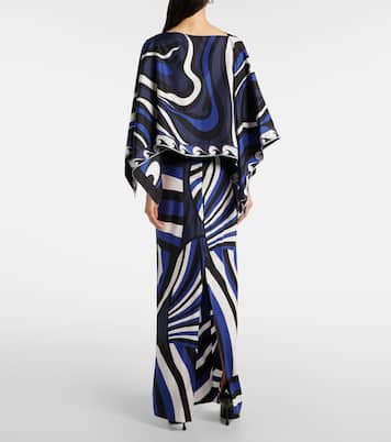 Abito lungo e mantella Iride in twill di seta | Pucci