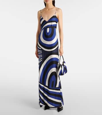 Abito lungo e mantella Iride in twill di seta | Pucci