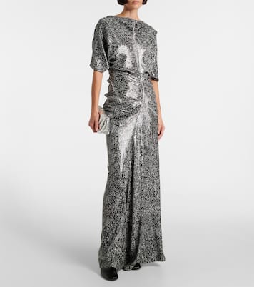 Abito lungo con volant e paillettes | Dries Van Noten