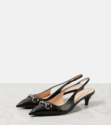 Slingback-Pumps Horsebit GG aus Leder | Gucci