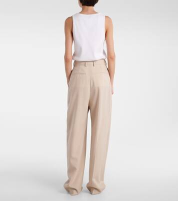 Gerade Mid-Rise-Hose aus Wolle | Wardrobe.NYC