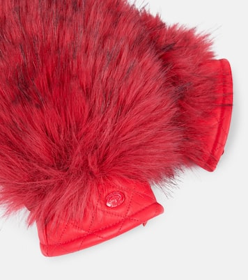 Hill faux fur-trimmed leather ski mittens | Goldbergh