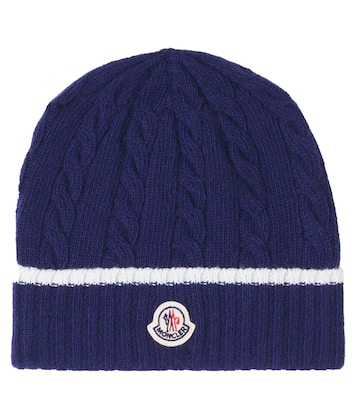 Gorro trenzado de lana virgen con logo | Moncler Enfant