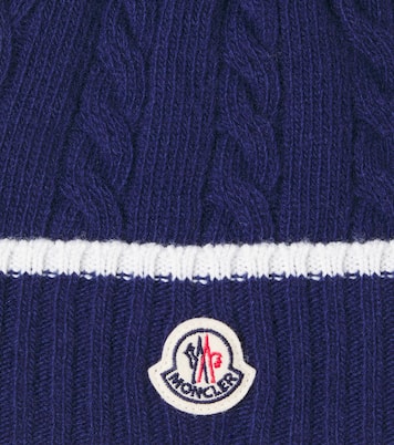 Gorro trenzado de lana virgen con logo | Moncler Enfant