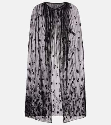 Embroidered floral plissé tulle cape | Toteme