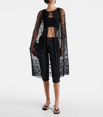 Embroidered floral plissé tulle cape | Toteme