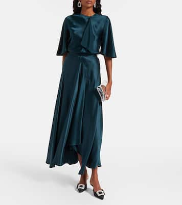 Asha asymmetric silk satin maxi skirt | Roksanda