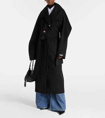 Baldo scarf-detail virgin wool coat | Sportmax